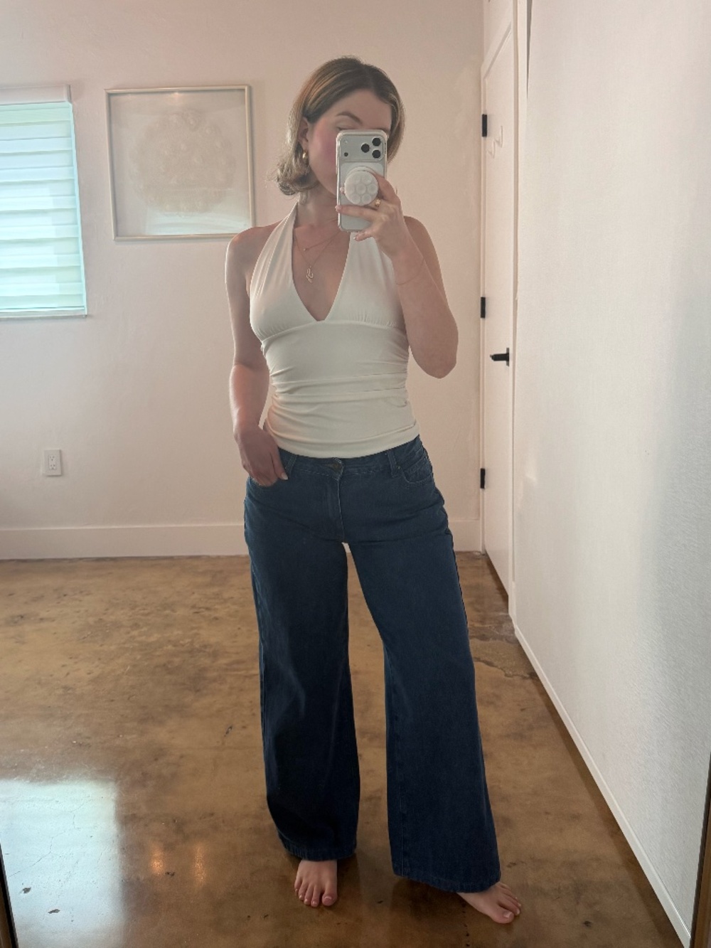 Lioness Dark Wash Wide Leg Jeans — Size M